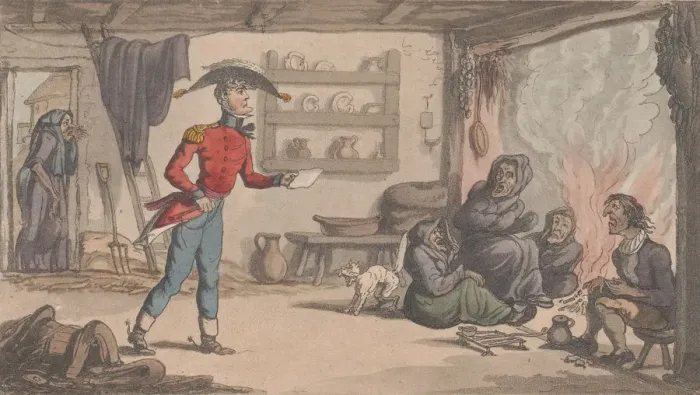Framed Print : Getting into his Billet, from The Military Adventures of Johnny Newcome, 1815 Framed Print : Getting into his Billet, from The Military Adventures of Johnny Newcome, 1815