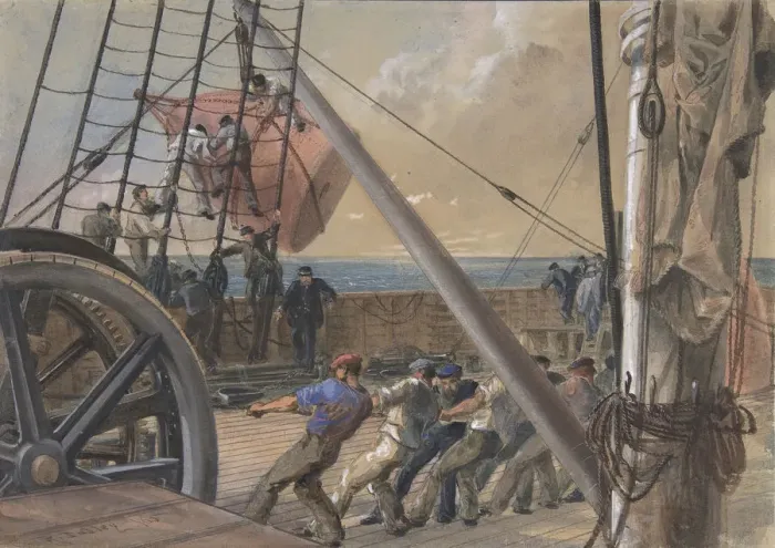 Framed Print : Getting Out One of the Large Buoys for Launching, August 2nd, 1865, 1865 Framed Print : Getting Out One of the Large Buoys for Launching, August 2nd, 1865, 1865