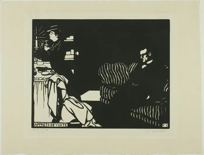 Framed Print : Getting Ready for a Visit, plate eight from Intimacies, 1898. Creator: Félix Vallotton Framed Print : Getting Ready for a Visit, plate eight from Intimacies, 1898. Creator: Félix Vallotton
