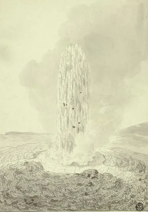 Framed Print : Geyser, Iceland, 1772. Creator: John Cleveley the Younger Framed Print : Geyser, Iceland, 1772. Creator: John Cleveley the Younger