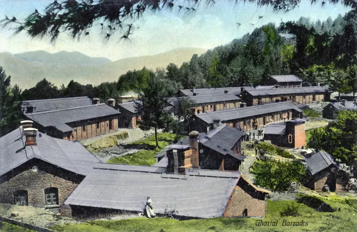 Framed Print : Gharial barracks, India, early 20th century Framed Print : Gharial barracks, India, early 20th century