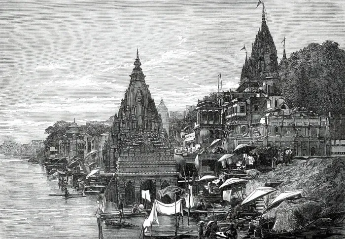 Framed Print : Ghaut at Benares, 1876. Creator: Unknown Framed Print : Ghaut at Benares, 1876. Creator: Unknown