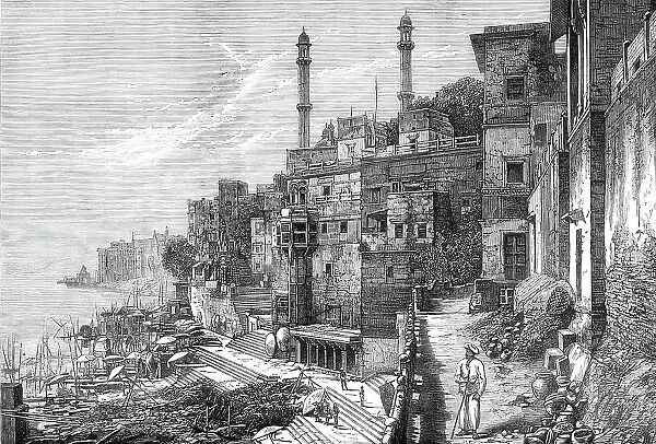 Ghaut at Benares, 1876. Creator: Unknown