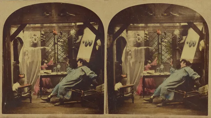 Framed Print : A Ghost, about 1865. Creator: London Stereoscopic & Photographic Co