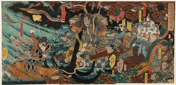 The ghost of the general Taira no Tomomori at the bottom of the ocean with the anchor