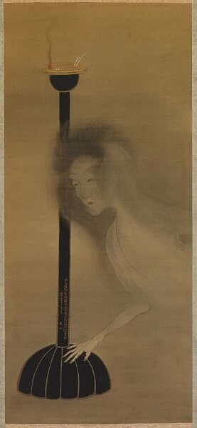 Ghost and Oil Lamp, 1810. Creator: Bun ichi Tani (Japanese, 1787-1818)