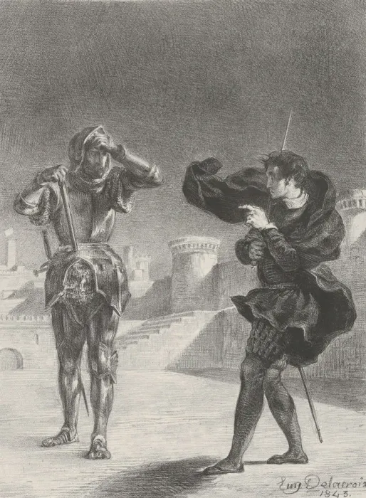 Framed Print : The Ghost on the Terrace, 1843. 1843. Creator: Eugene Delacroix Framed Print : The Ghost on the Terrace, 1843. 1843. Creator: Eugene Delacroix