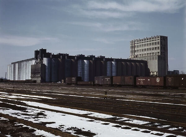 The giant 10 million bushel grain elevator of the Santa Fe R. R. Kansas, 1943. Creator: Jack Delano
