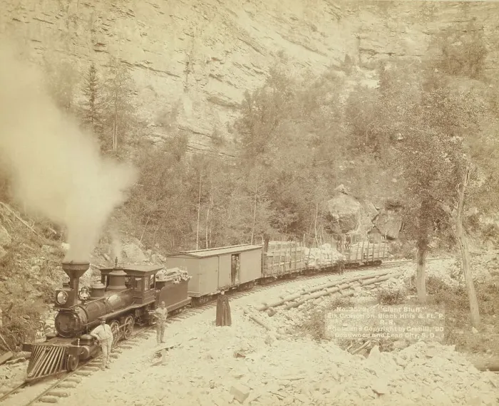 Framed Print : Giant Bluff Elk Canyon on Black Hills and Ft P RR, 1890. Creator: John C. H. Grabill Framed Print : Giant Bluff Elk Canyon on Black Hills and Ft P RR, 1890. Creator: John C. H. Grabill
