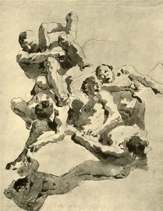 Framed Print : Giants fighting, mid 18th century, (1928). Artist: Giovanni Battista Tiepolo Framed Print : Giants fighting, mid 18th century, (1928). Artist: Giovanni Battista Tiepolo