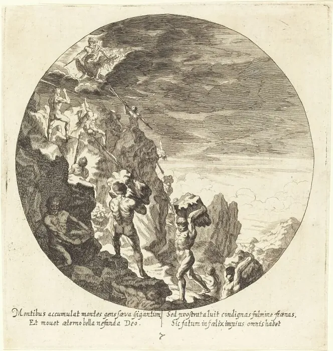 Framed Print : Giants Repelled by Jove, 1665. Creator: Georg Andreas Wolfgang