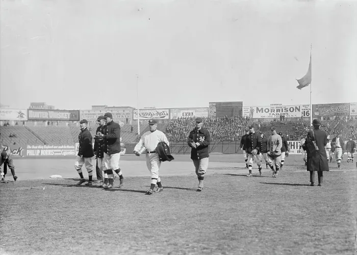 Framed Print : Giants walk onto field; John McGraw leads, New York, NL (baseball), 1911. Creator: Bain News Service Framed Print : Giants walk onto field; John McGraw leads, New York, NL (baseball), 1911. Creator: Bain News Service