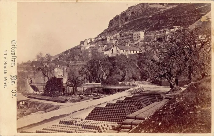 Framed Print : Gibraltar, The South Port, 19th century. Creator: Anon Framed Print : Gibraltar, The South Port, 19th century. Creator: Anon