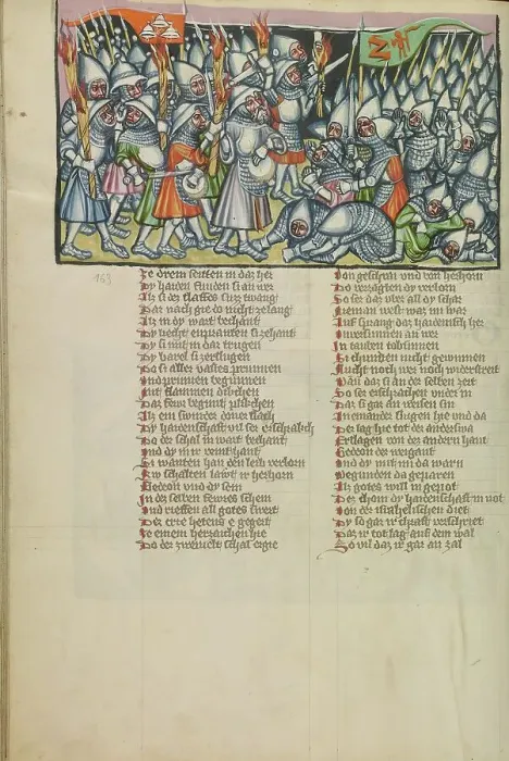 Framed Print : Gideon Attacking the Midianites at Night; Weltchronik, about 1400-1410. Creator: Unknown Framed Print : Gideon Attacking the Midianites at Night; Weltchronik, about 1400-1410. Creator: Unknown