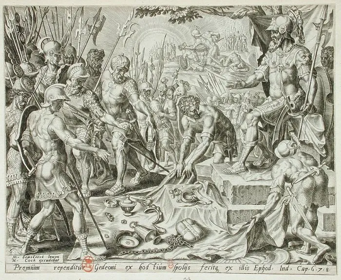 Framed Print : Gideon Receiving a Share from the Spoil, 1561. Creator: Unknown Framed Print : Gideon Receiving a Share from the Spoil, 1561. Creator: Unknown