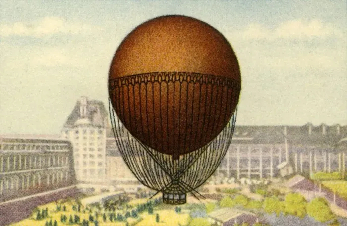 Framed Print : Giffards balloon exhibited at the Paris Worlds Fair, 1878, (1932). Creator: Unknown Framed Print : Giffards balloon exhibited at the Paris Worlds Fair, 1878, (1932). Creator: Unknown