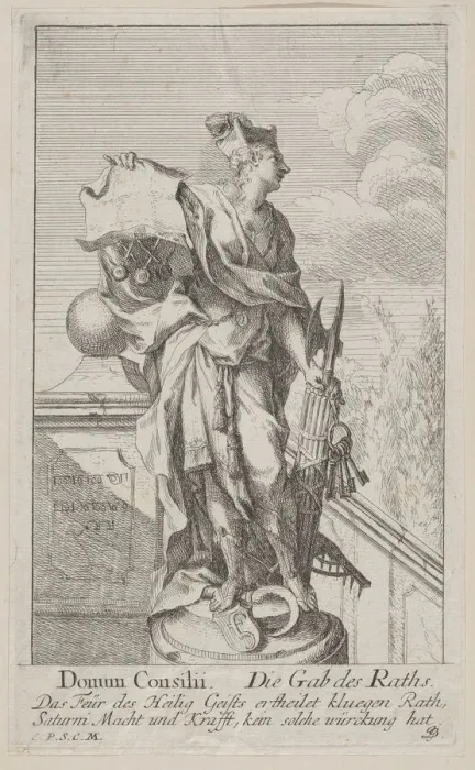 Framed Print : The Gift of Counsel, ca. 1710-62. Creator: Johann Georg Bergmuller Framed Print : The Gift of Counsel, ca. 1710-62. Creator: Johann Georg Bergmuller