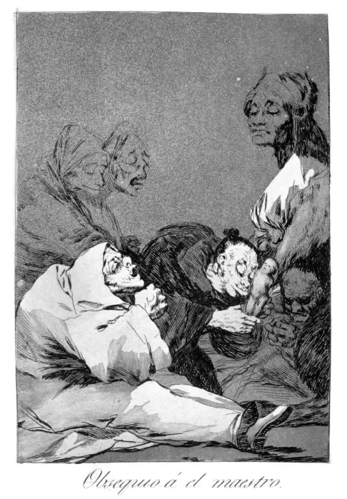 Framed Print : A gift for the master, 1799. Artist: Francisco Goya Framed Print : A gift for the master, 1799. Artist: Francisco Goya