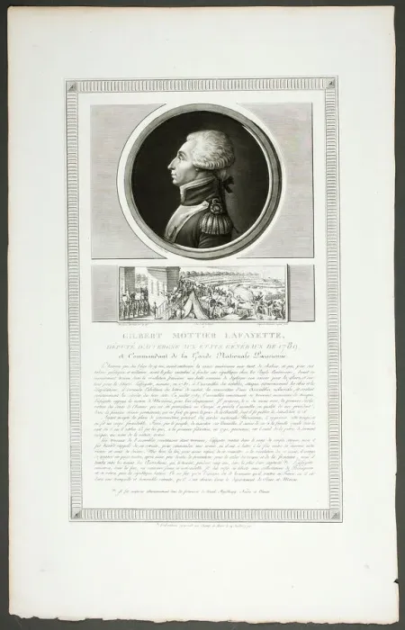 Framed Print : Gilbert Mottier Lafayette, Deputy State General of Auvergne, from Tableaux historique... 1798-1804. Creator: Charles Francois Gabriel Levachez Framed Print : Gilbert Mottier Lafayette, Deputy State General of Auvergne, from Tableaux historique... 1798-1804. Creator: Charles Francois Gabriel Levachez