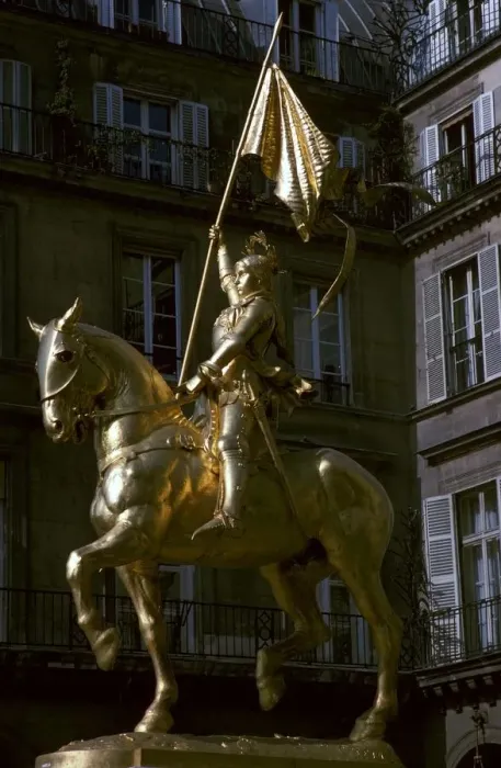 Framed Print : Gilded equestrian statue of St Joan of Arc, 19th century. Artist: Emmanuel Fremiet Framed Print : Gilded equestrian statue of St Joan of Arc, 19th century. Artist: Emmanuel Fremiet