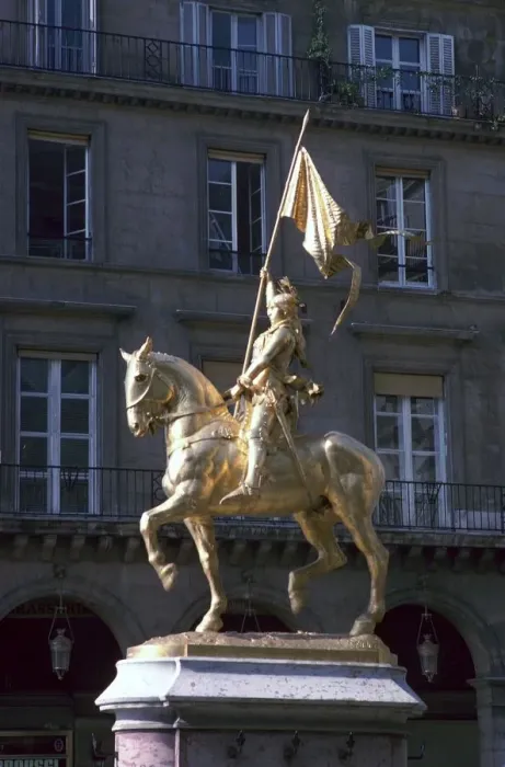 Framed Print : Gilded equestrian statue of St Joan of Arc, 19th century Framed Print : Gilded equestrian statue of St Joan of Arc, 19th century