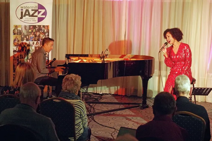 Framed Print : Gillian Margot - Geoff Keezer Duo, Watermill Jazz Club, Dorking, Surrey, 2 Sept 2025 Creator: Brian O'Connor. Gillian Margot - Geoff Keezer Duo