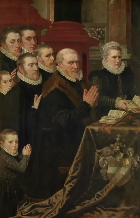 Framed Print : Gillis de Smidt and Seven Children, 1575. Creator: Adriaen Thomasz Key Framed Print : Gillis de Smidt and Seven Children, 1575. Creator: Adriaen Thomasz Key