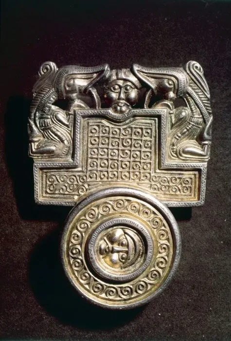 Framed Print : Gilt-Bronze Brooch, Germanic Iron Age, Denmark, c. 500AD Framed Print : Gilt-Bronze Brooch, Germanic Iron Age, Denmark, c. 500AD