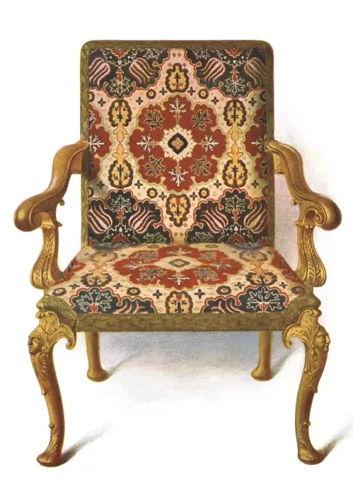 Framed Print : Gilt chair covered in needlework, 1906. Artist: Shirley Slocombe Framed Print : Gilt chair covered in needlework, 1906. Artist: Shirley Slocombe