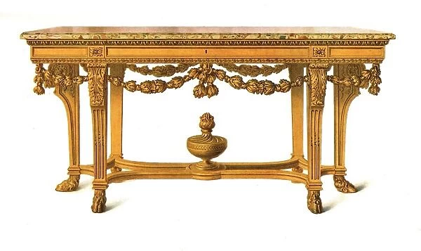Gilt Table with Marble Top, 1908. Creator: Shirley Slocombe