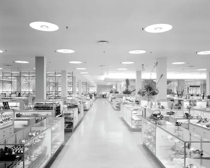 Framed Print : Gimbel Brothers, business in Cross County Center, Yonkers, New York, 1955. Creator: Gottscho-Schleisner, Inc Framed Print : Gimbel Brothers, business in Cross County Center, Yonkers, New York, 1955. Creator: Gottscho-Schleisner, Inc