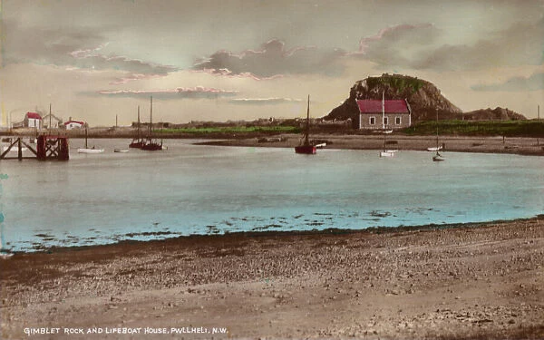 Gimblet Rock and Lifeboat House, Pwllheli, North Wales, 1934. Creator: Unknown