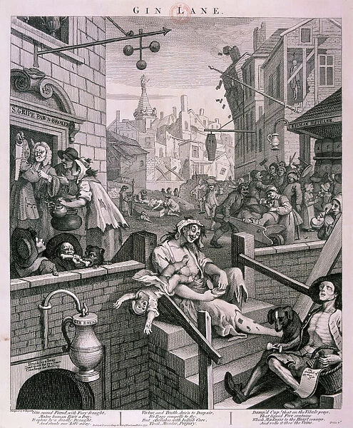 Gin Lane, 1751. Artist: William Hogarth