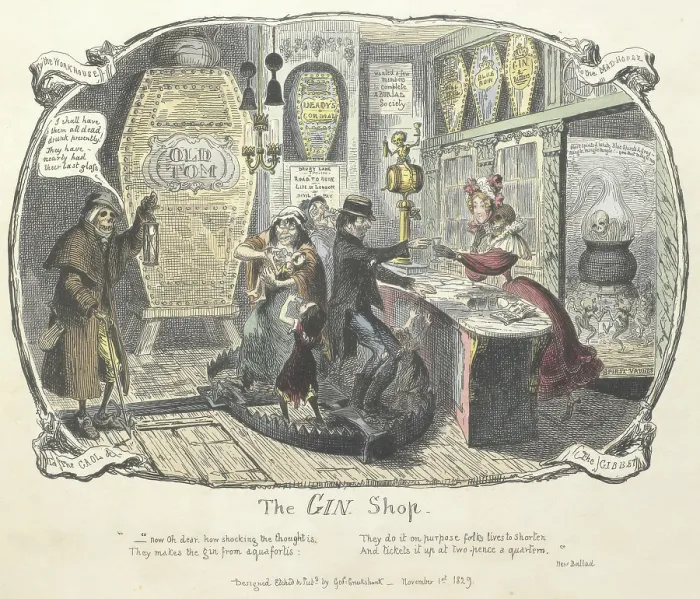 Framed Print : The Gin Shop, 1828. Creator: George Cruikshank Framed Print : The Gin Shop, 1828. Creator: George Cruikshank
