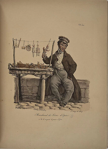 Gingerbread merchant. From the Series 'Cris de Paris' (The Cries of Paris), 1815. Creator: Vernet, Carle (1758-1836). Gingerbread merchant. From the Series 'Cris de Paris' (The Cries of Paris), 1815. Creator: Vernet, Carle (1758-1836)