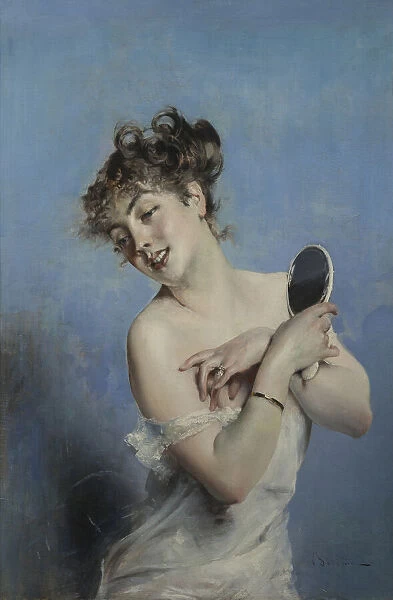Giovane donna in deshabille(La toilette), c. 1880