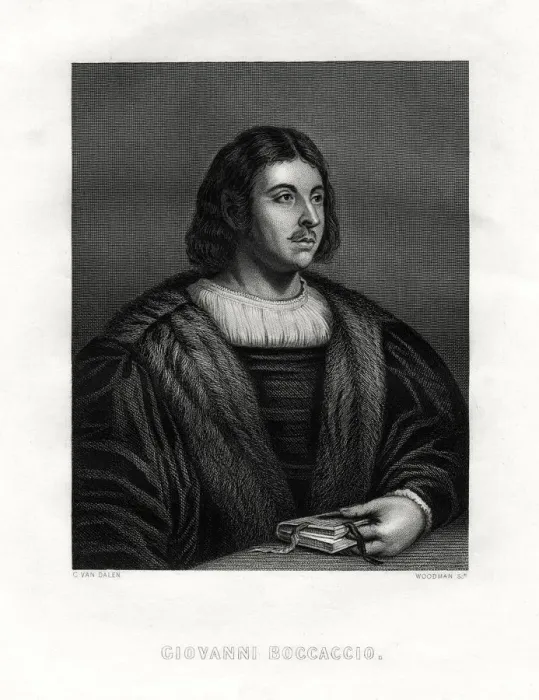 Framed Print : Giovanni Boccaccio, Italian author and poet, 19th century. Artist: Woodman Framed Print : Giovanni Boccaccio, Italian author and poet, 19th century. Artist: Woodman
