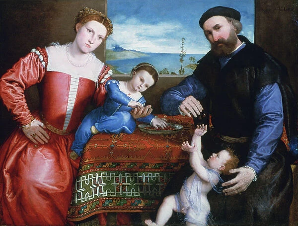 Giovanni della Volta with his Wife and Children, c1547. Artist: Lorenzo Lotto