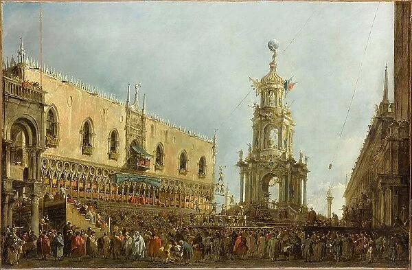The Giovedì Grasso Festival in front of the Ducal Palace in Venice, ca 1775. Creator: Guardi, Francesco (1712-1793)