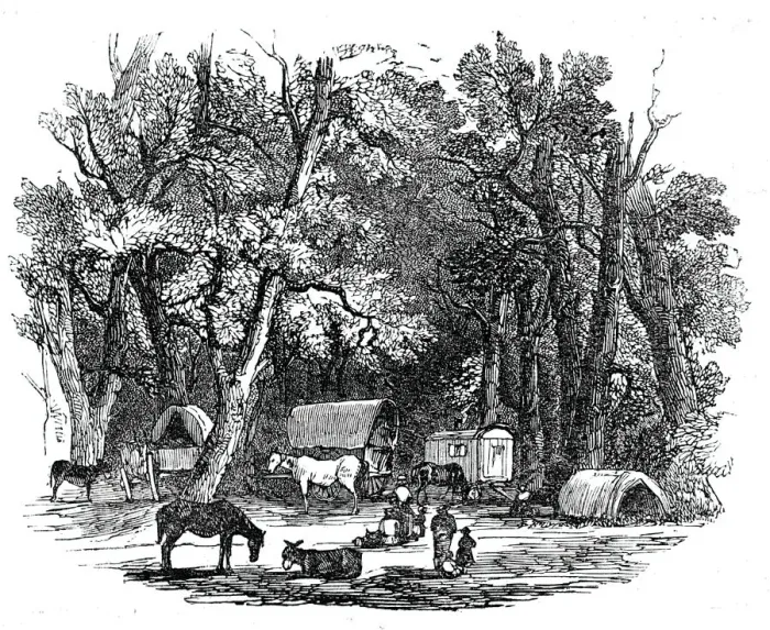 Framed Print : Gipsies in the park, 1844. Creator: Unknown Framed Print : Gipsies in the park, 1844. Creator: Unknown