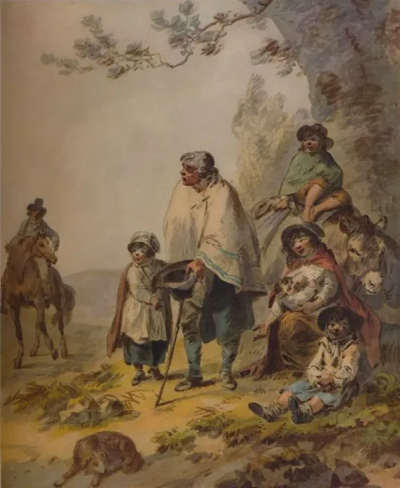 Framed Print : Gipsy Beggars, c1795. Artist: Julius Caesar Ibbetson Framed Print : Gipsy Beggars, c1795. Artist: Julius Caesar Ibbetson