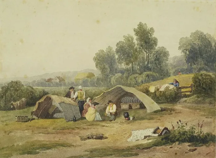 Framed Print : A Gipsy Encampment, 1827. Creator: David Cox the Elder Framed Print : A Gipsy Encampment, 1827. Creator: David Cox the Elder