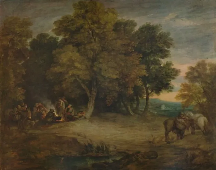 Framed Print : Gipsy Encampment: Sunset, c1758, (1935). Artist: Thomas Gainsborough Framed Print : Gipsy Encampment: Sunset, c1758, (1935). Artist: Thomas Gainsborough