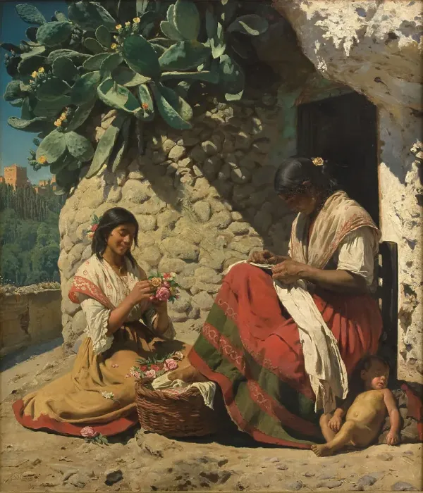 Framed Print : Two Gipsy Women Outside their Cottage. Spain, 1878. Creator: Peder Severin Kroyer Framed Print : Two Gipsy Women Outside their Cottage. Spain, 1878. Creator: Peder Severin Kroyer