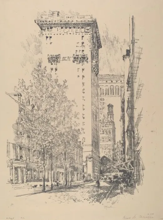 Framed Print : Girard Street, 1912. Creator: Joseph Pennell Framed Print : Girard Street, 1912. Creator: Joseph Pennell