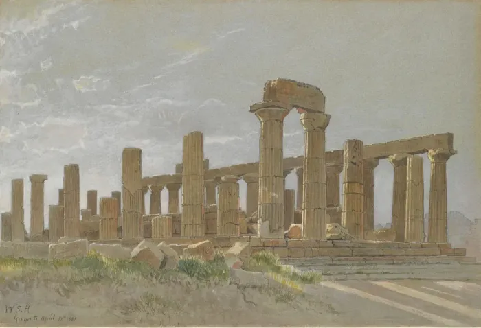 Framed Print : Girgenti (The Temple of Juno Lacinia at Agrigentum), 1881. Creator: William Stanley Haseltine