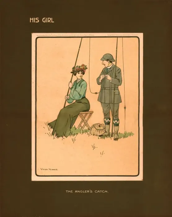 Framed Print : His Girl, The Anglers Catch. Creator: Victor Venner Framed Print : His Girl, The Anglers Catch. Creator: Victor Venner