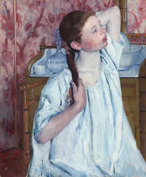 Framed Print : Girl Arranging Her Hair, 1886. Creator: Mary Cassatt Framed Print : Girl Arranging Her Hair, 1886. Creator: Mary Cassatt
