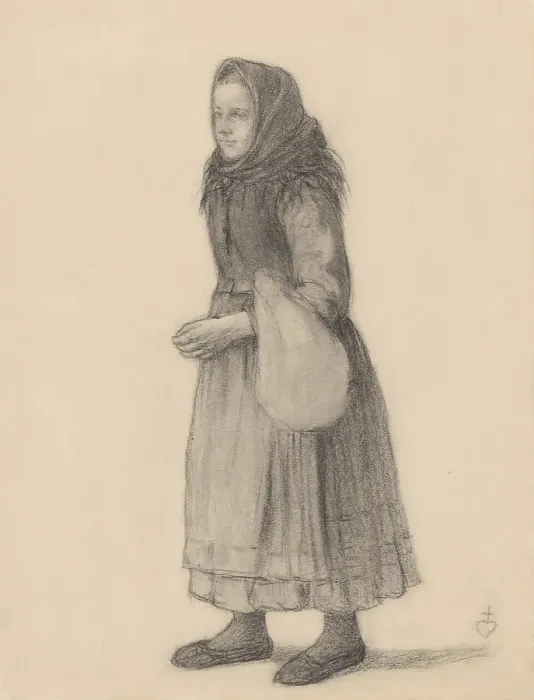 Framed Print : Girl with a backpack, around 1905. Creator: Karol Miloslav Lehotsky Framed Print : Girl with a backpack, around 1905. Creator: Karol Miloslav Lehotsky