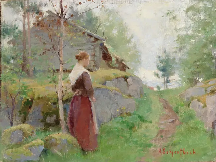 Framed Print : Girl from Barösund, 1885-1890. Creator: Helene Schjerfbeck Framed Print : Girl from Barösund, 1885-1890. Creator: Helene Schjerfbeck